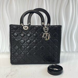 Dior Lady Dior Large Cannage Quilted Leather Tote Bag